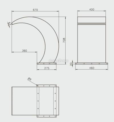 Eichenwald Ideal Slap TROPIC, montažna prirobnica za betoniranje, prozorno steklo, 400 mm, LED osvetlitev